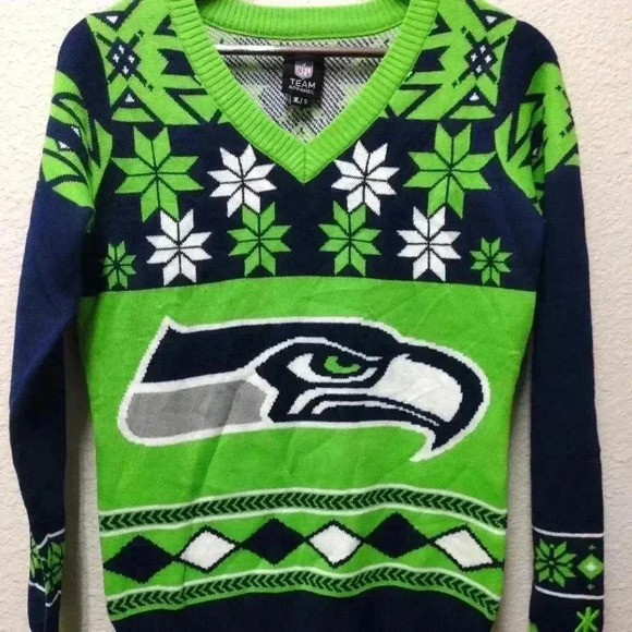 Seattle Seahawks‎ Ugly Christmas Sweater NFL Team Apparel Men's Size Small - Picture 1 of 5
